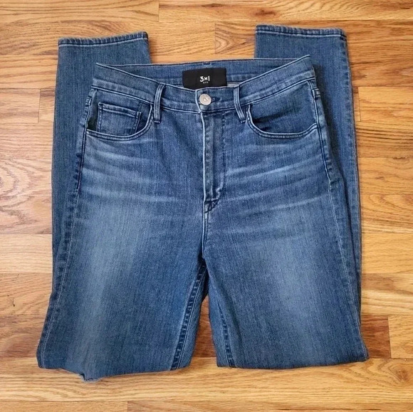 3x1 N.Y.C W4 Colette Slim Crop Jeans High Rise Frayed Distressed Jeans(26) - Picture 3 of 10